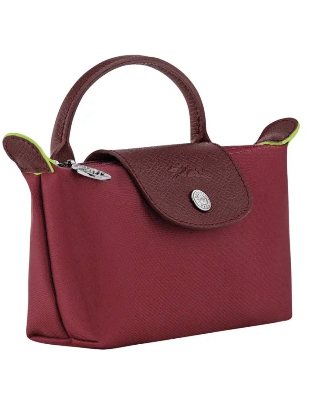 Longchamp Le Pliage Green Mini Pouch in Pomegranate NEW